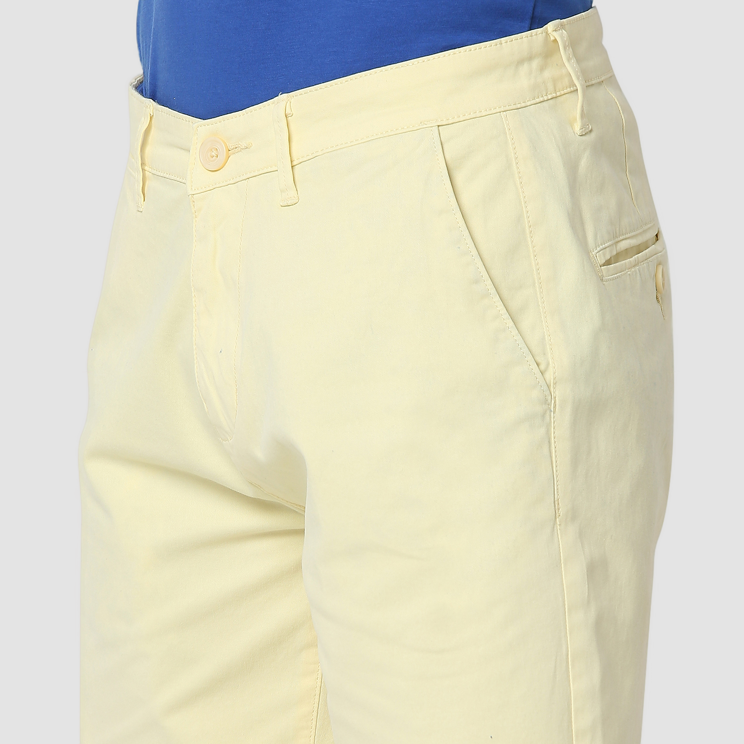 Spykar Butter Yellow Mid Rise Straight Fit Casual Shorts For Men