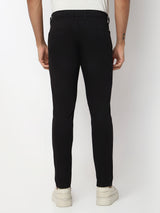 Men Trouser Slim Fit Black Mid Rise