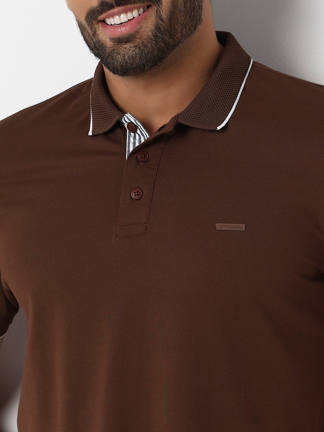 Spykar Bison Brown Slim Fit Casual T-Shirts For Men