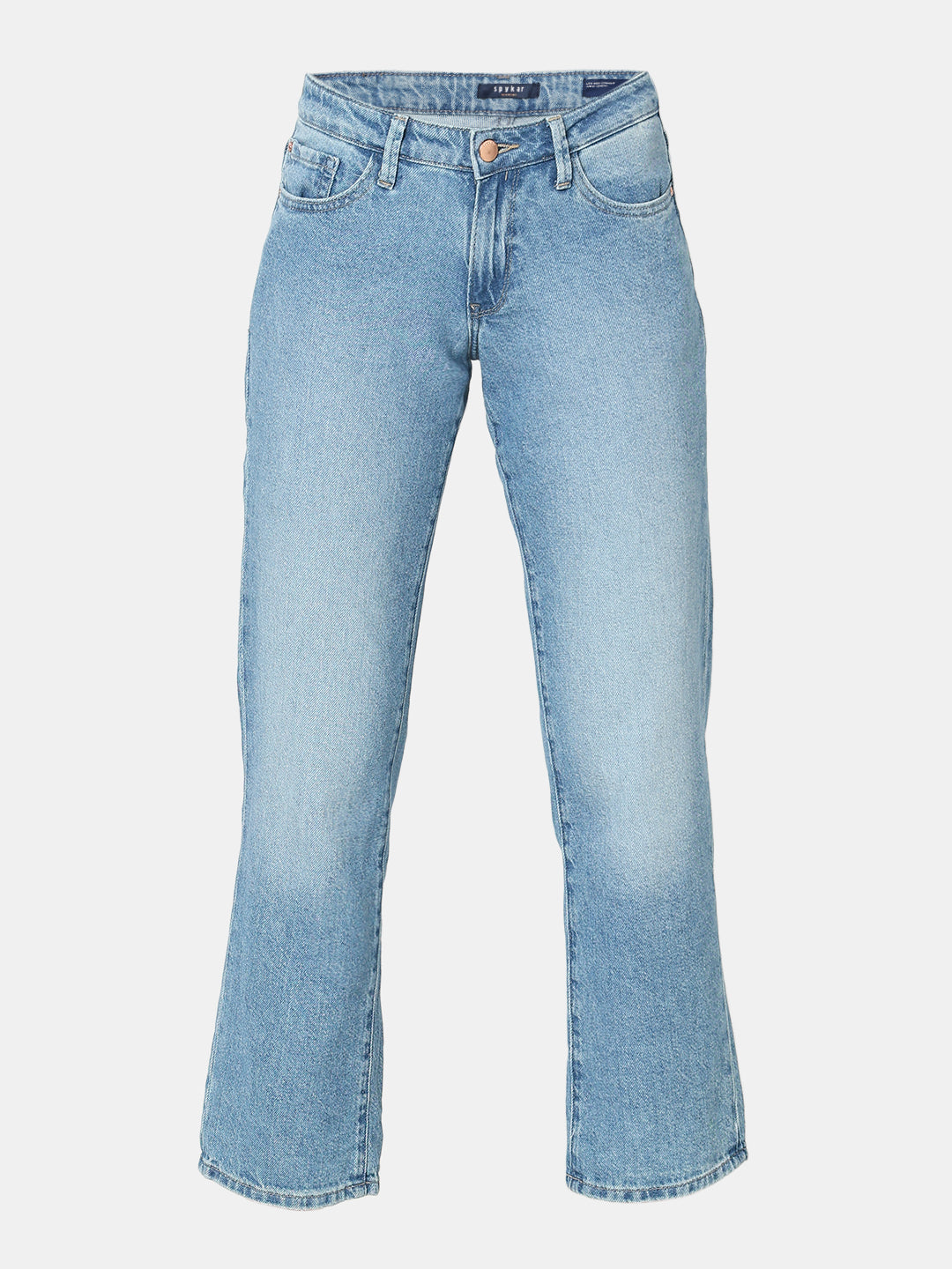 Spykar Low Rise Straight Fit Blue Jeans for Women