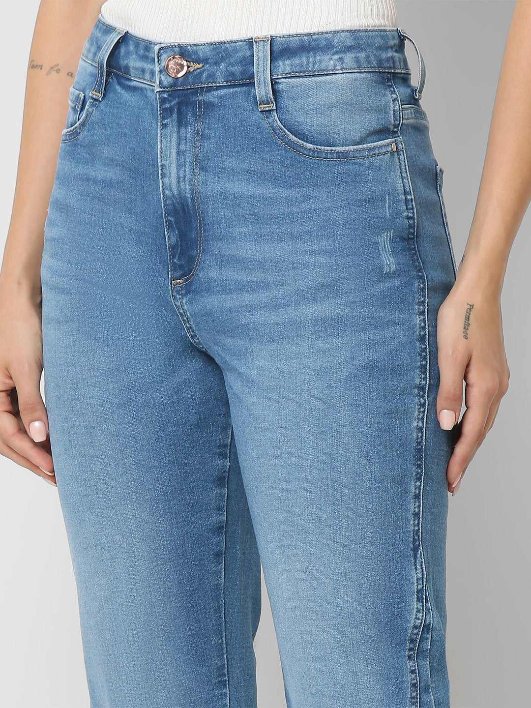 Spykar Mid Blue High Rise Jeans For Women