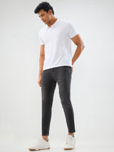 Men Kano Jeans Slim Fit Charcoal Black Mid Rise