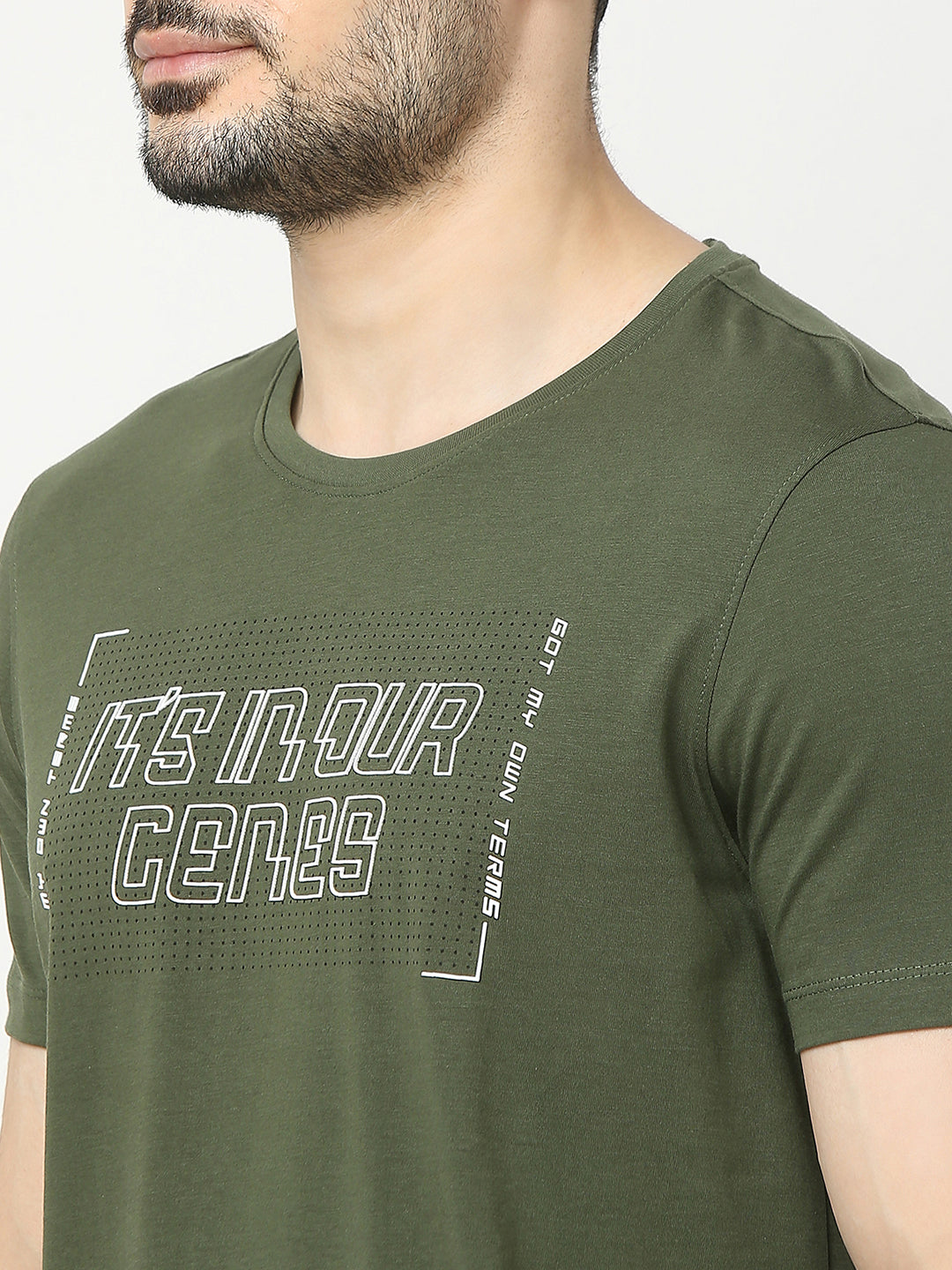 Underjeans by Spykar Men Premium Olive T-shirt