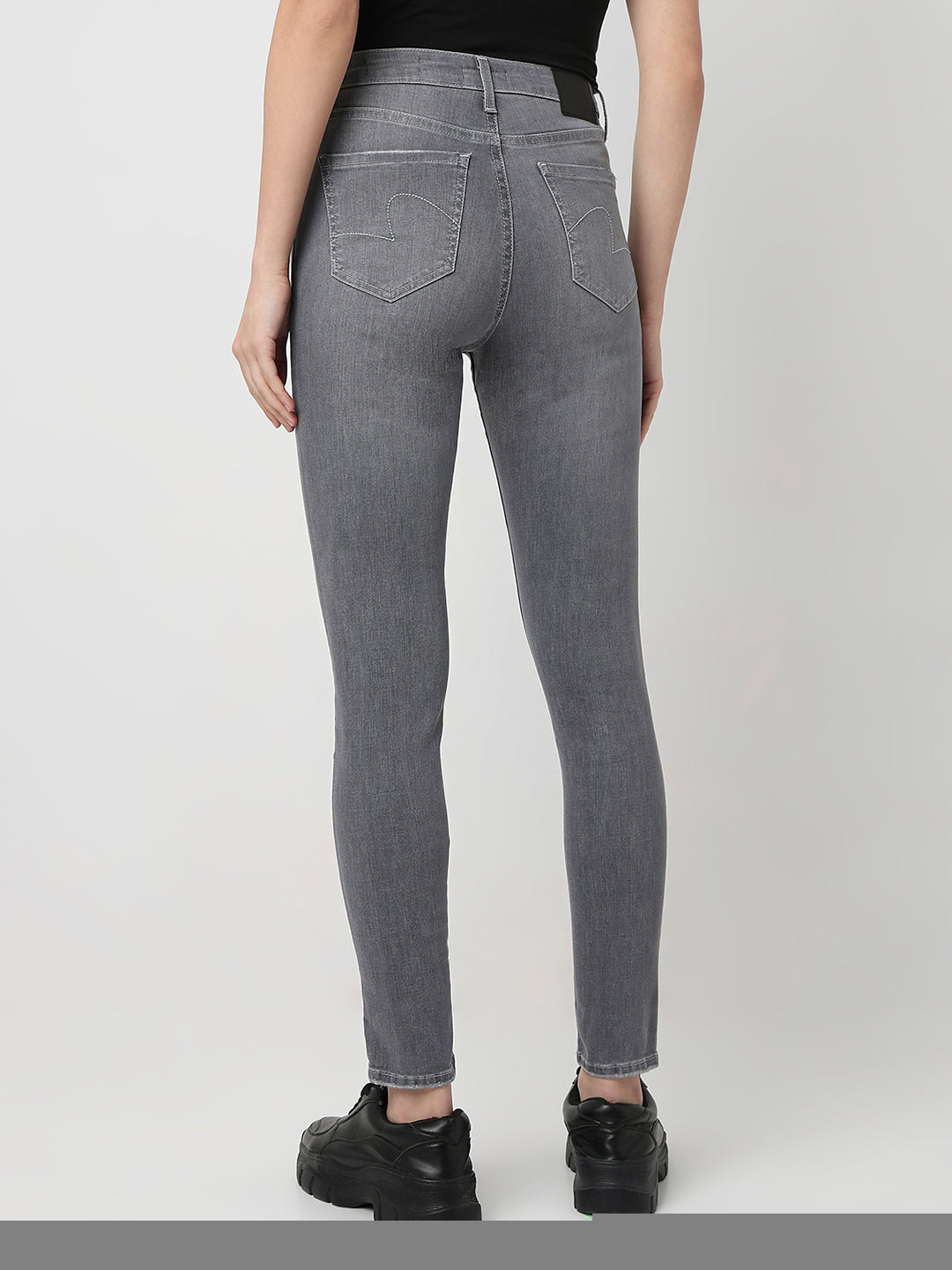 Spykar Grey High Rise Super Skinny Fit Casual Jeans For Women