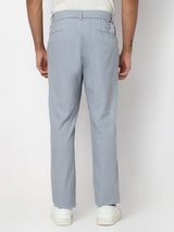 Men Trouser Regular Fit Grey Mid Rise