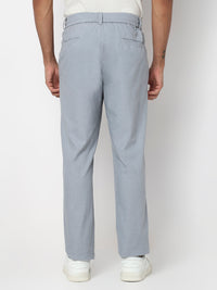 Men Trouser Regular Fit Grey Mid Rise