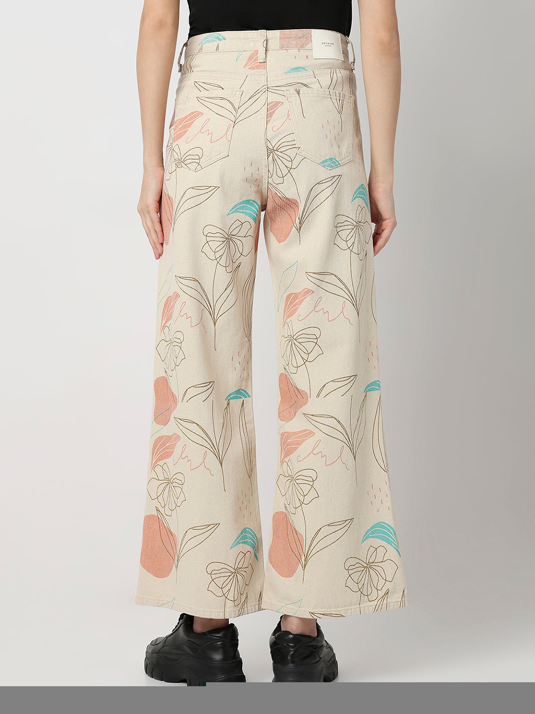 Spykar Ecru High Rise Wide Leg Casual Jeans For Women