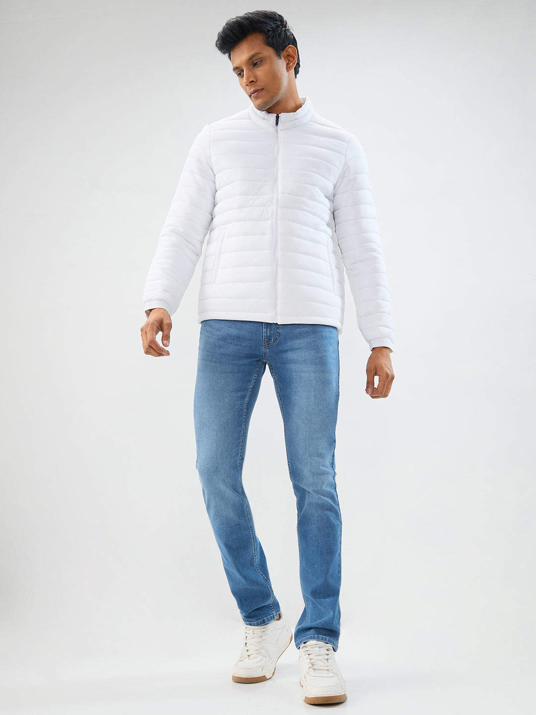 Spykar White Straight Fit Jackets For Men