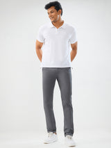 Men Trouser Slim Fit Grey Mid Rise