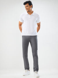 Men Trouser Slim Fit Grey Mid Rise