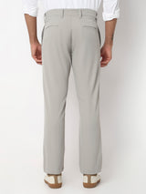 Men Trouser Comfort Fit Grey Mid Rise