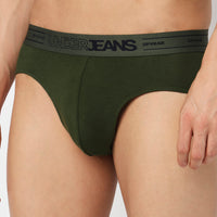 Underjeans Pack Of 3 Cotton Blend Solid Mid-Rise Briefs