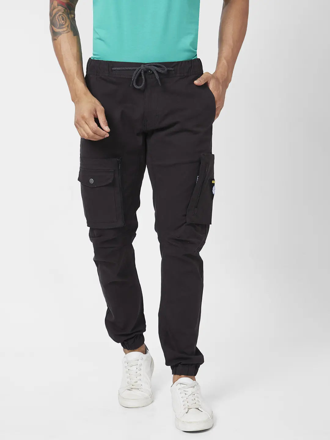 Black cargo joggers mens online