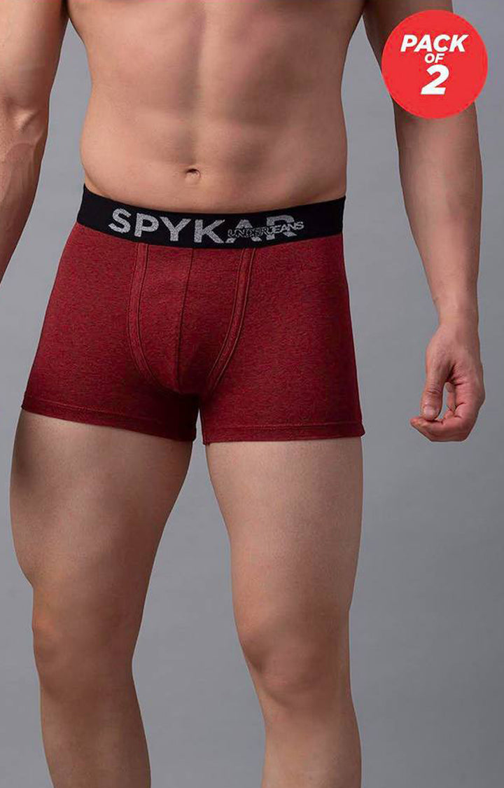 Underjeans By Spykar Men Red Solid Trunks