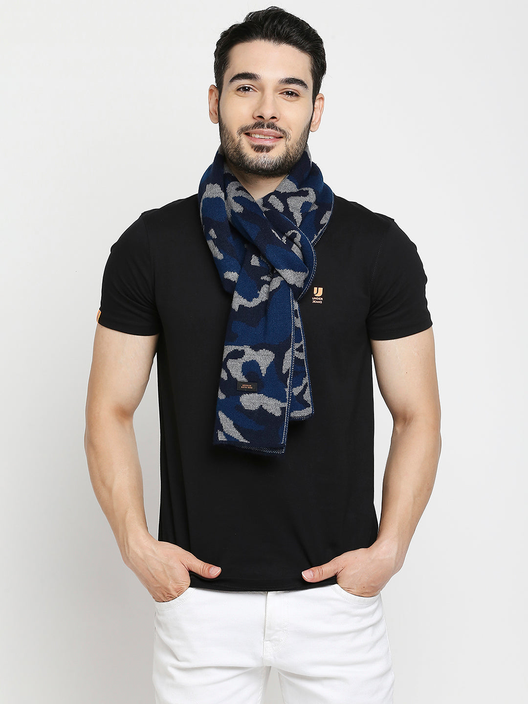 Spykar Navy Blue Camo Cotton Muffler