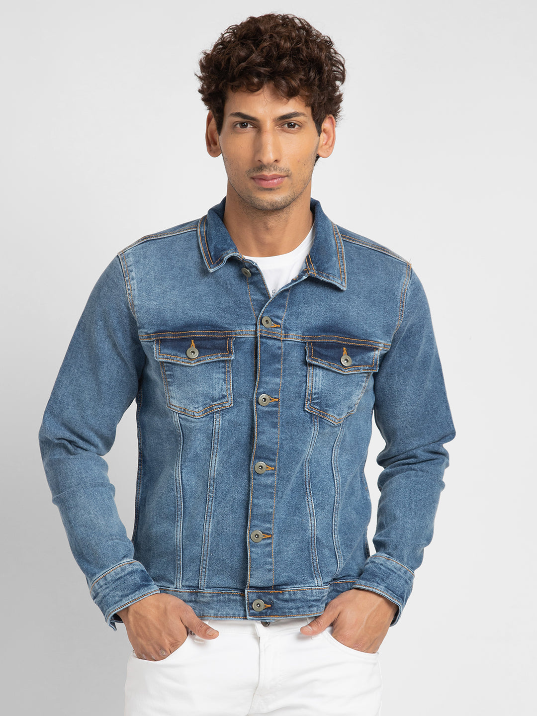 Dress Shirt High Neck Sweater With Denim Jacket Outfit High Neck