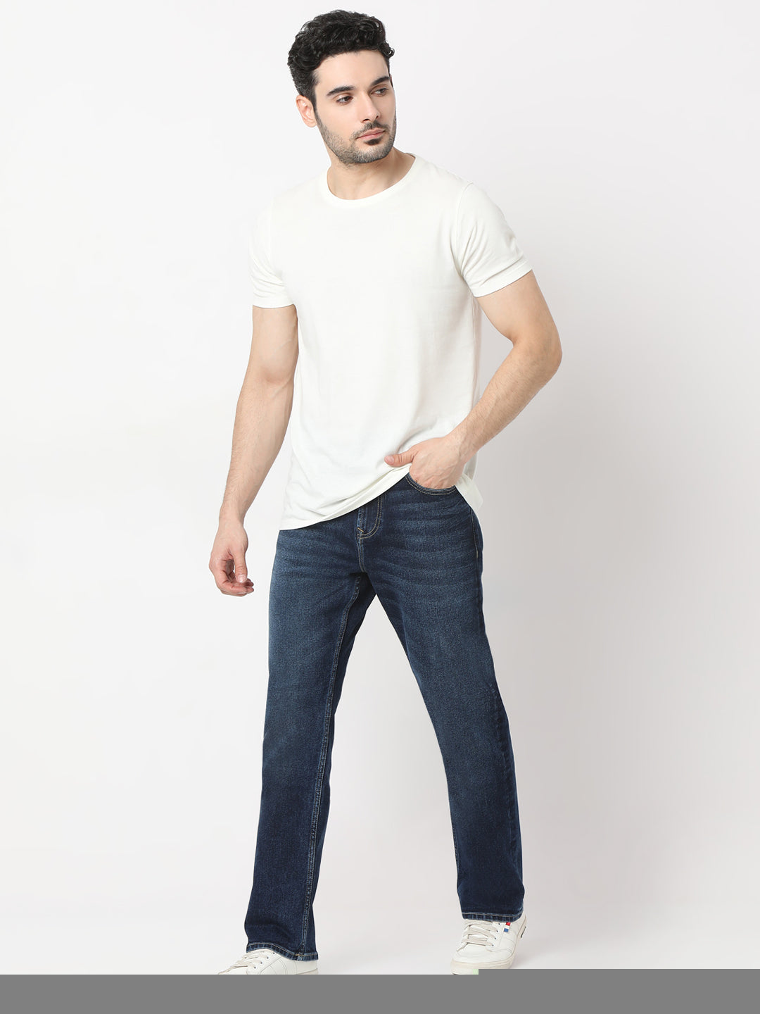 Spykar Dark Blue straight fit Jeans For Men