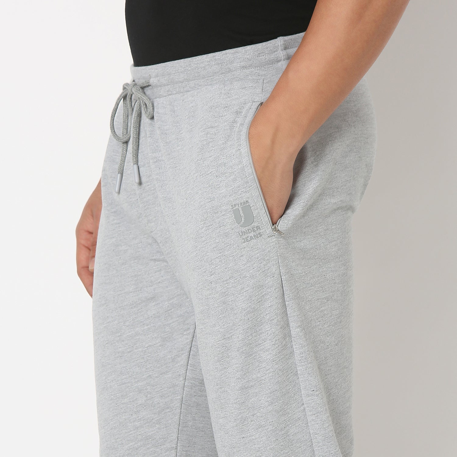 UnderJeans by Spykar Men Basic Grey Melange Lounge Pants