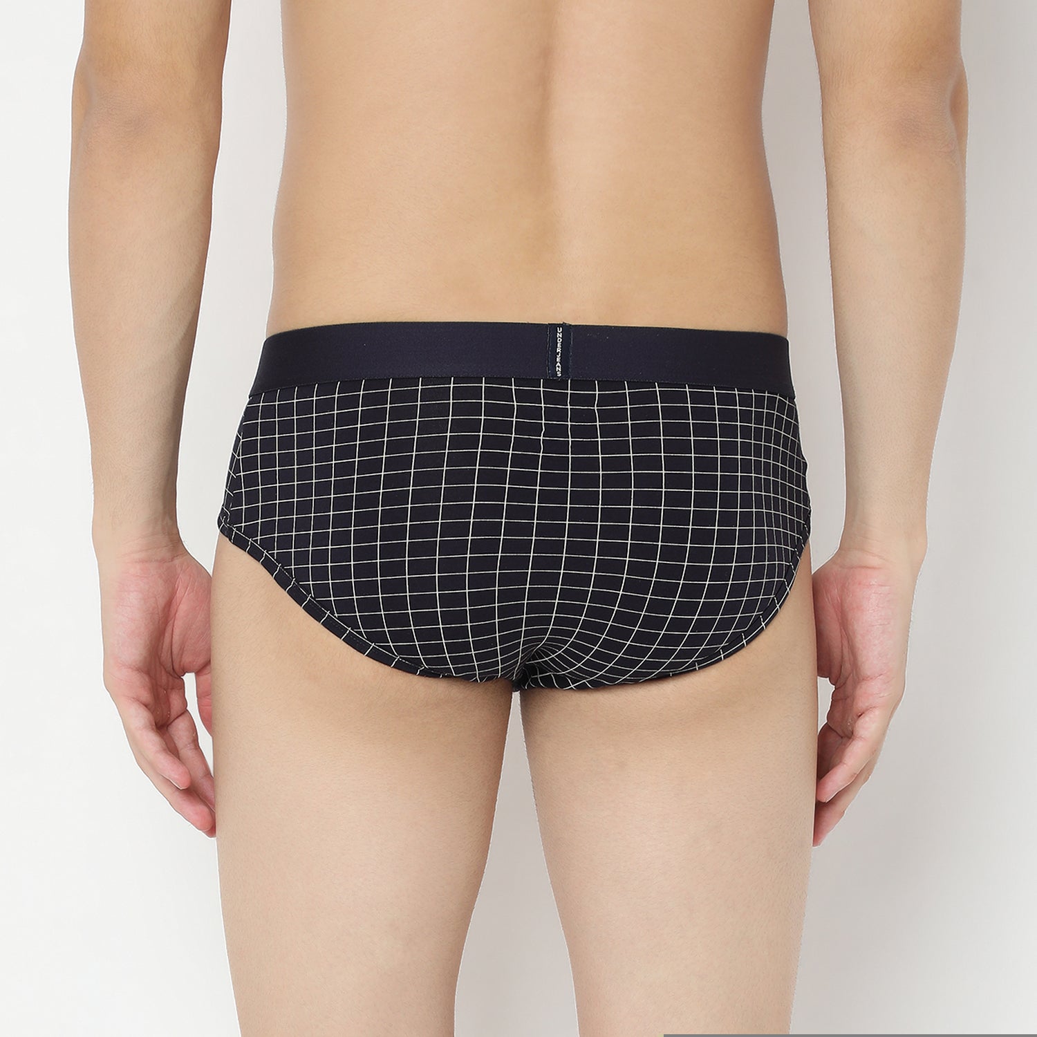 UnderJeans by Spykar Men Basic Navy Checks Ultrasoft Briefs