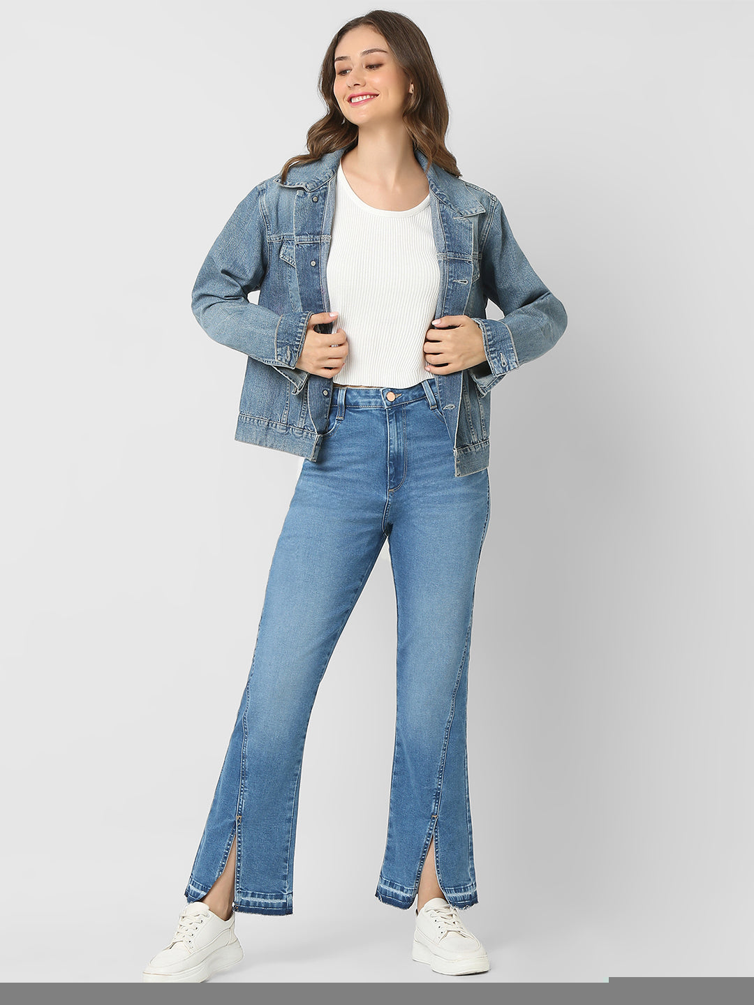 Spykar Mid Blue High Rise Jeans For Women