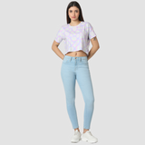 Women T-Shirt Blue Boxy Fit