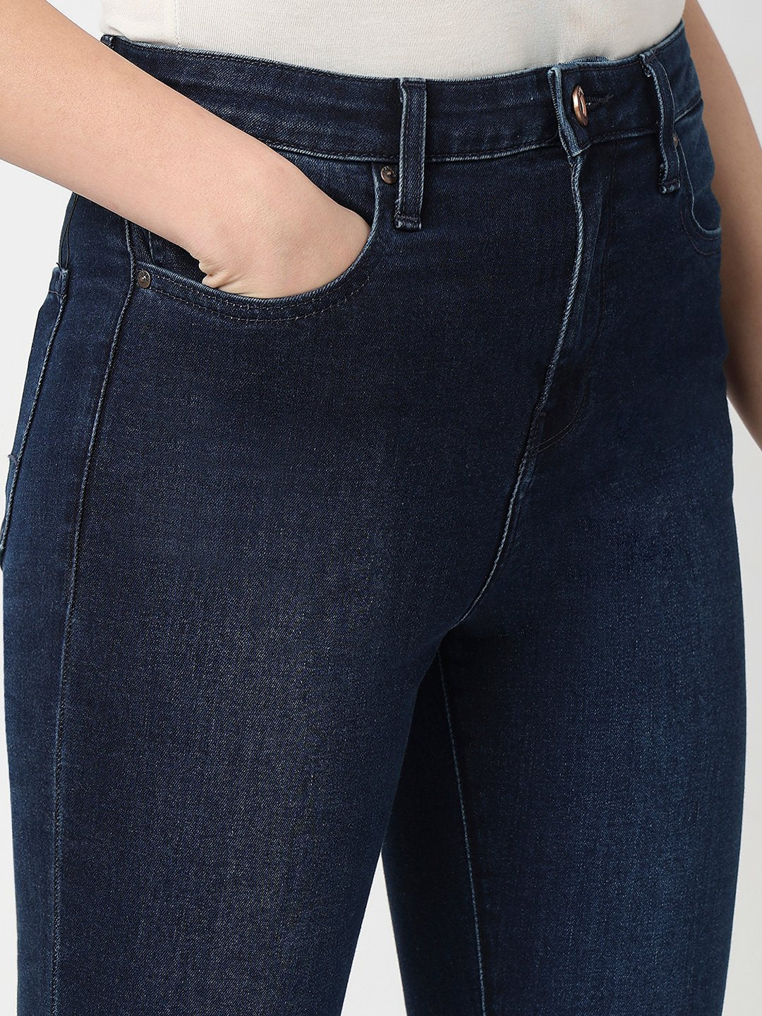 Spykar Dark Blue High Rise Super Skinny Fit Casual Jeans For Women
