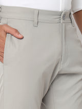 Men Trouser Comfort Fit Grey Mid Rise