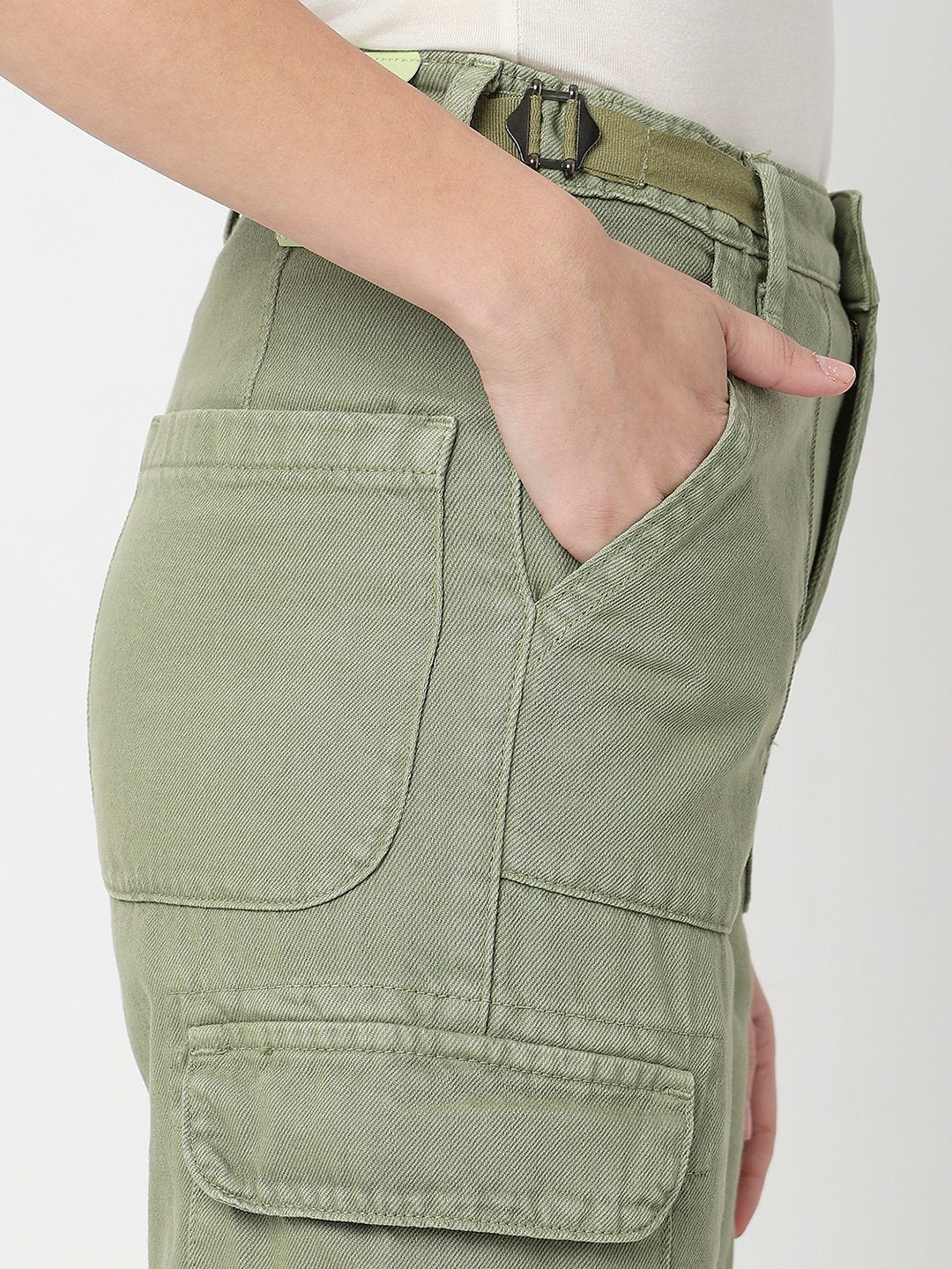 Spykar Sage Green High Rise Straight Fit Casual Jeans For Women