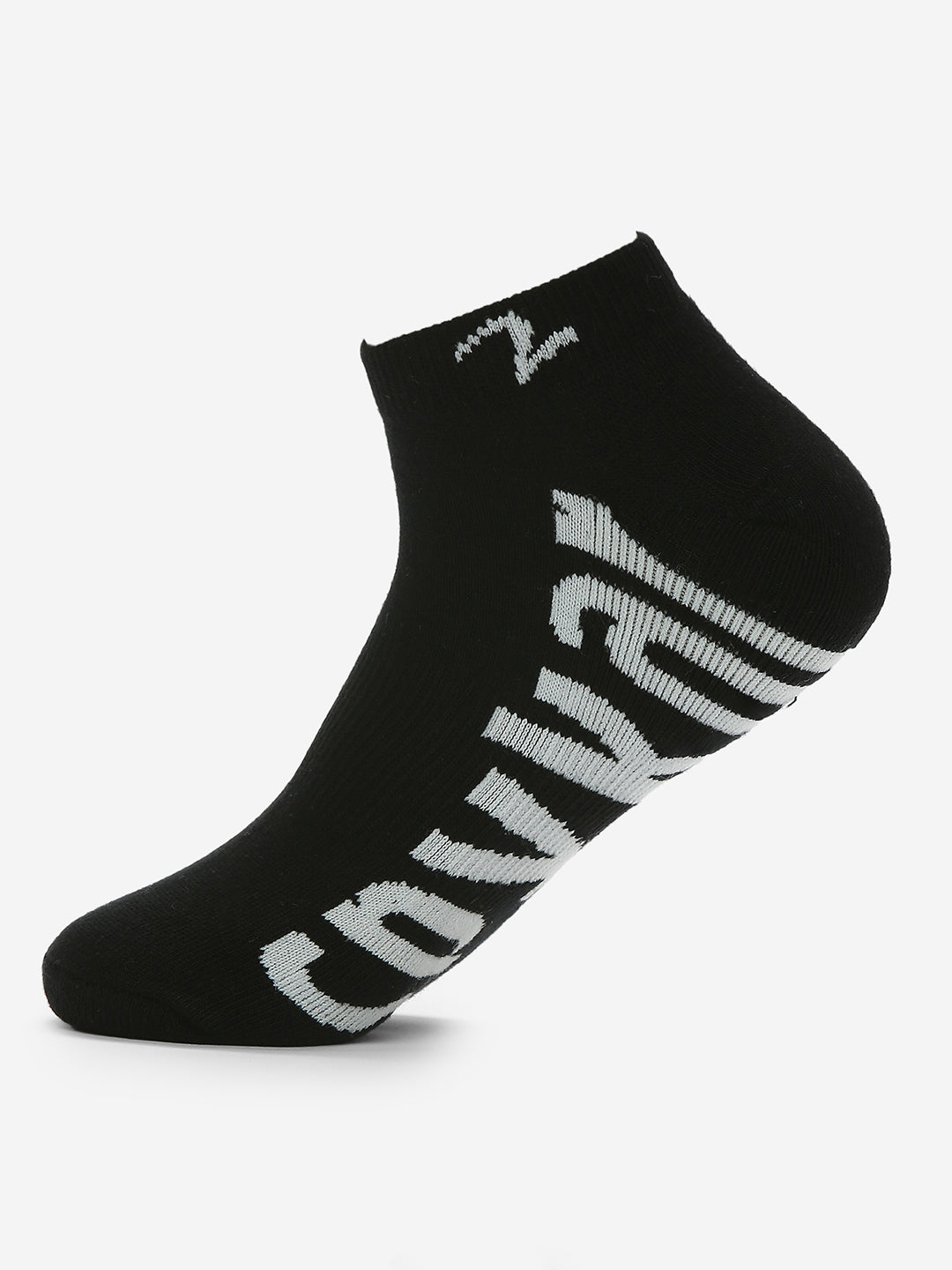 Pack Of 2 Black White Solid Mens Ankle Length Socks
