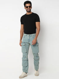 Men Jeans Relaxed Fit Blue Mid Rise