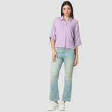 Women Shirt Purple Boxy Fit