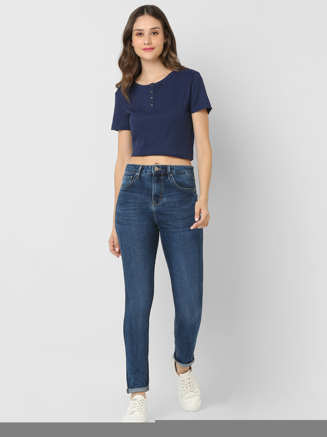 Spykar Mid Blue High Rise Jeans For Women