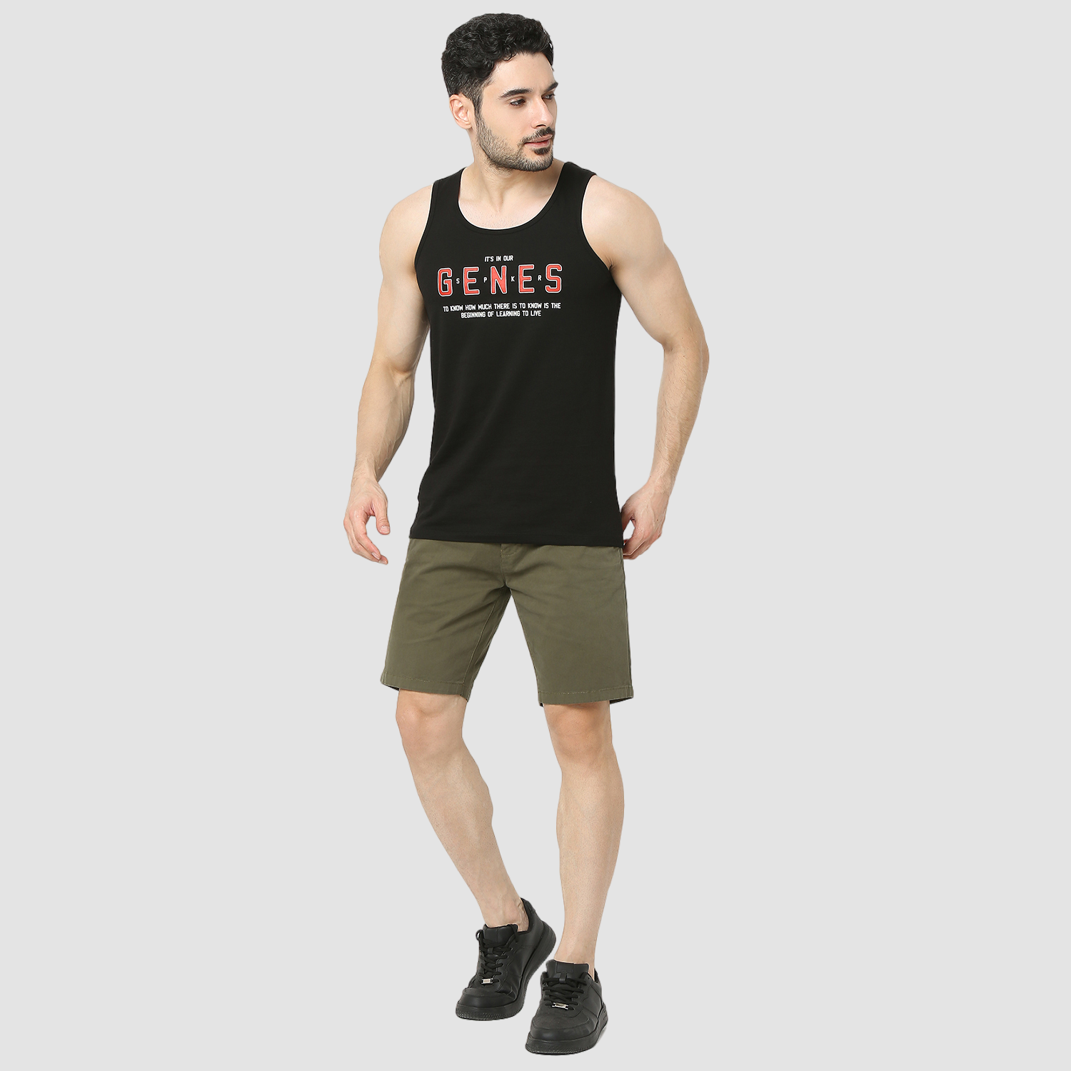Men Shorts Straight Fit Green Mid Rise