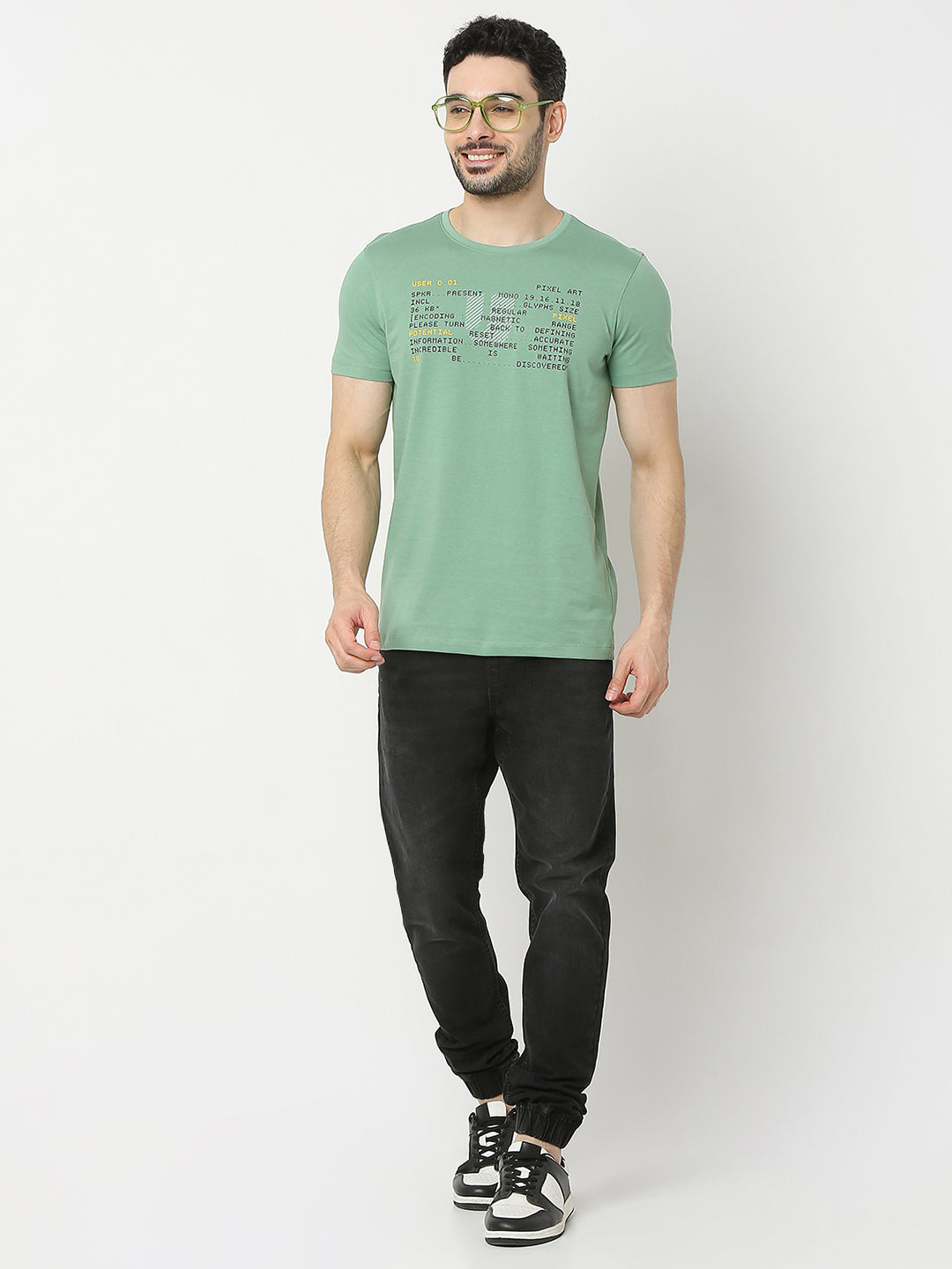 Underjeans by Spykar Men Premium Green T-shirt