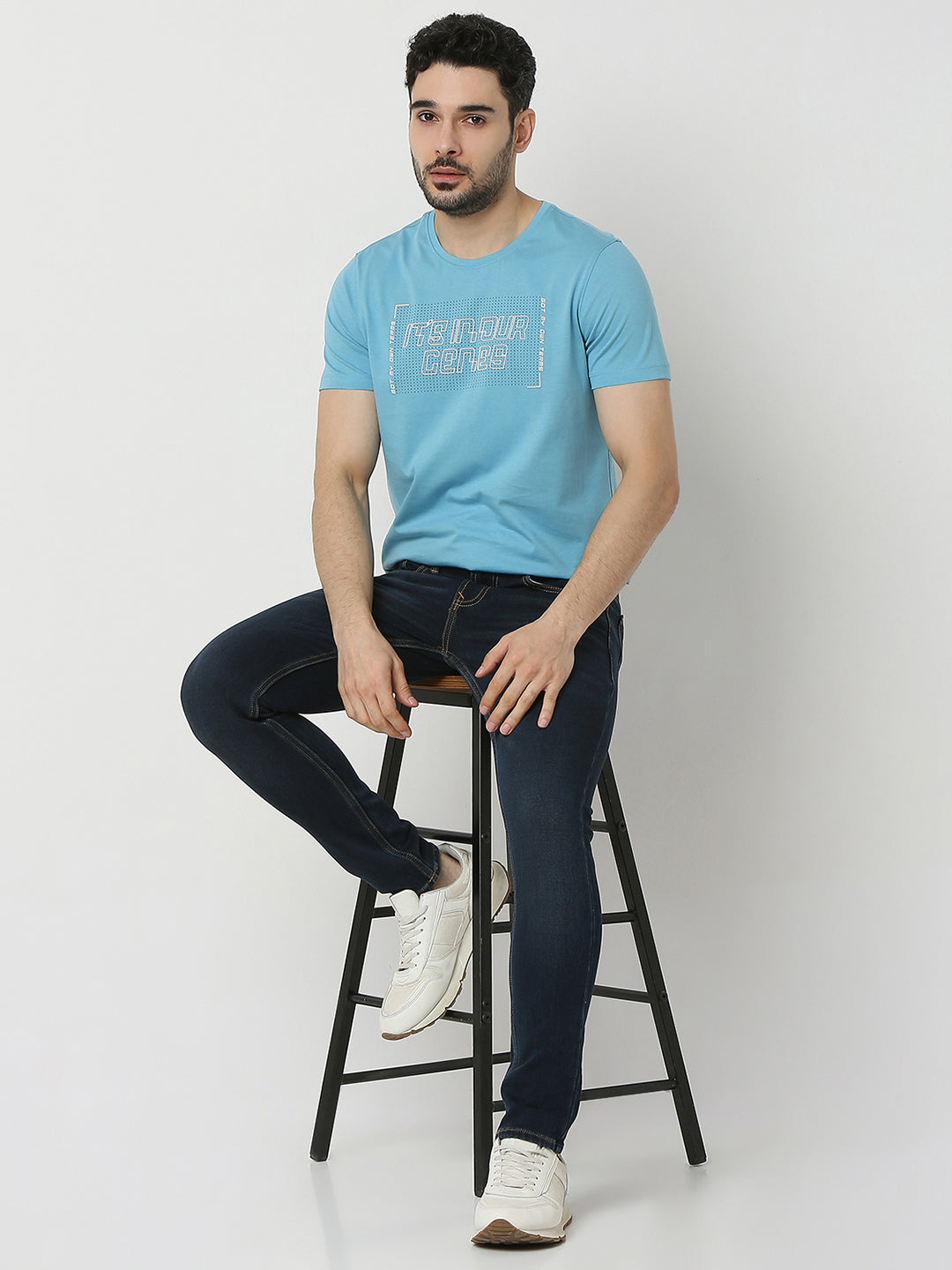 Underjeans by Spykar Men Premium Blue T-shirt