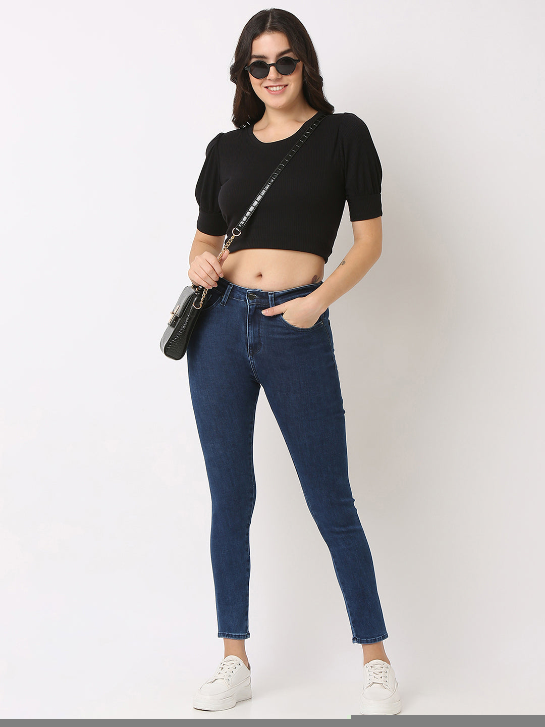 Spykar Dark Blue High Rise Jeans For Women