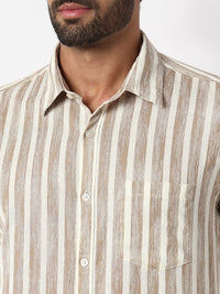 Men Light Fawn Slim Fit Casual Shirt