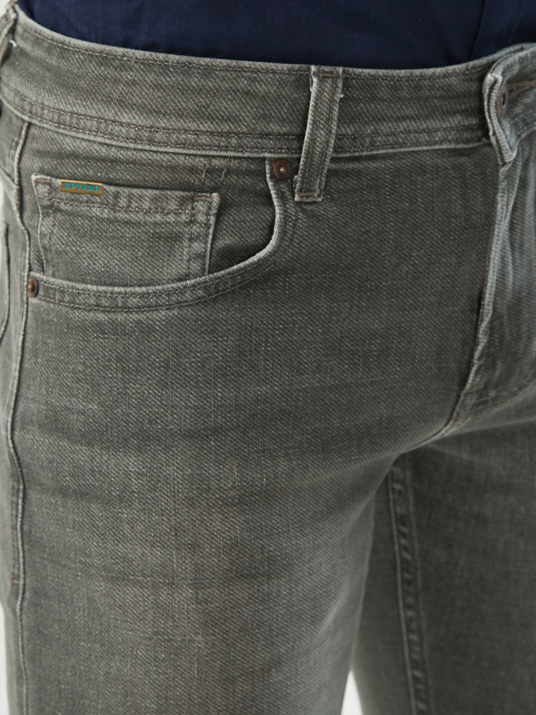 Men Kano Jeans Slim Fit Olive Green Low Rise