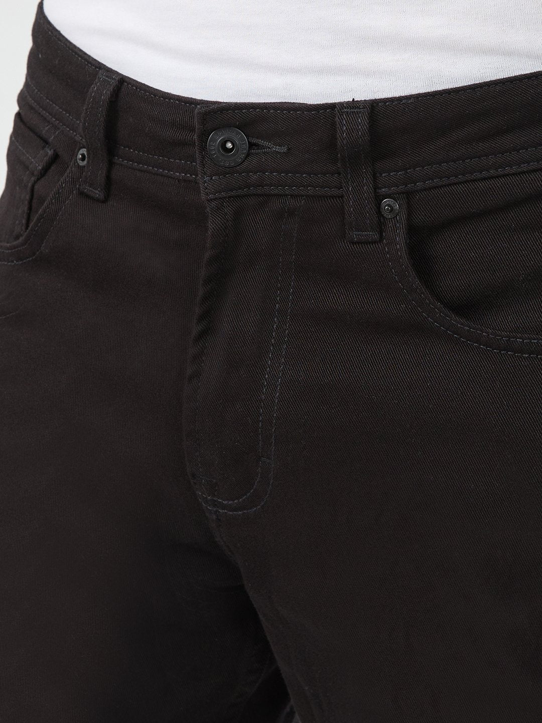 Spykar Black Regular Fit Boot Cut Mid Rise Jeans For Men