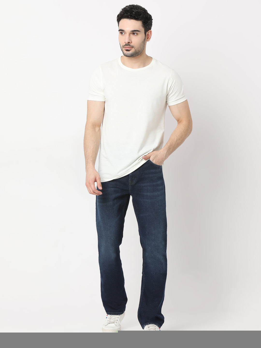 Spykar Dark Blue straight fit Jeans For Men