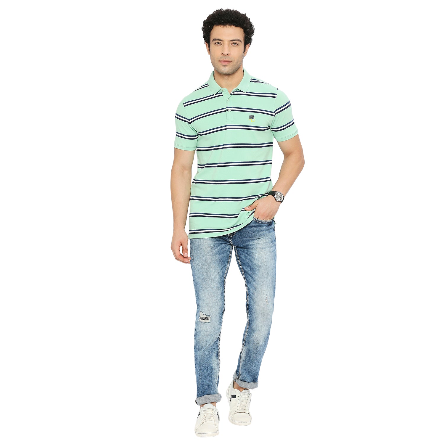 Men Rover Jeans Regular Fit Mid Blue Mid Rise