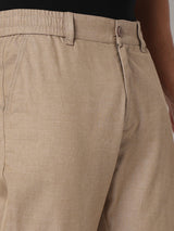 Men Trouser Regular Fit Khaki Mid Rise