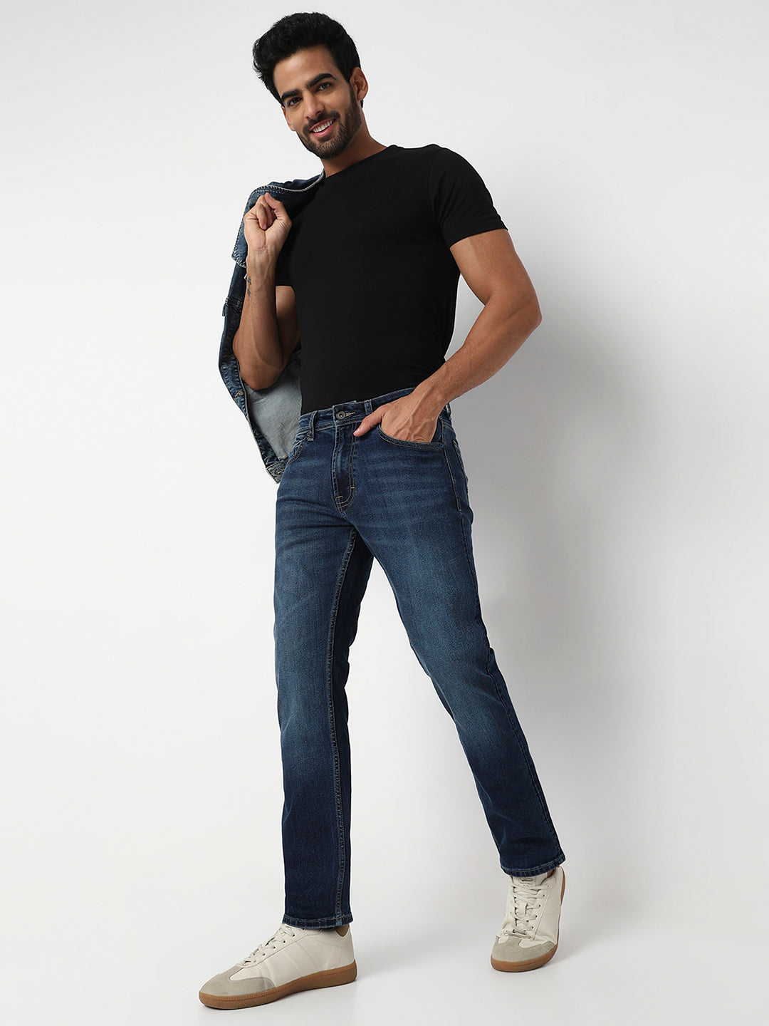 Spykar Mid Blue Mid Rise Comfort Fit Casual Jeans For Men