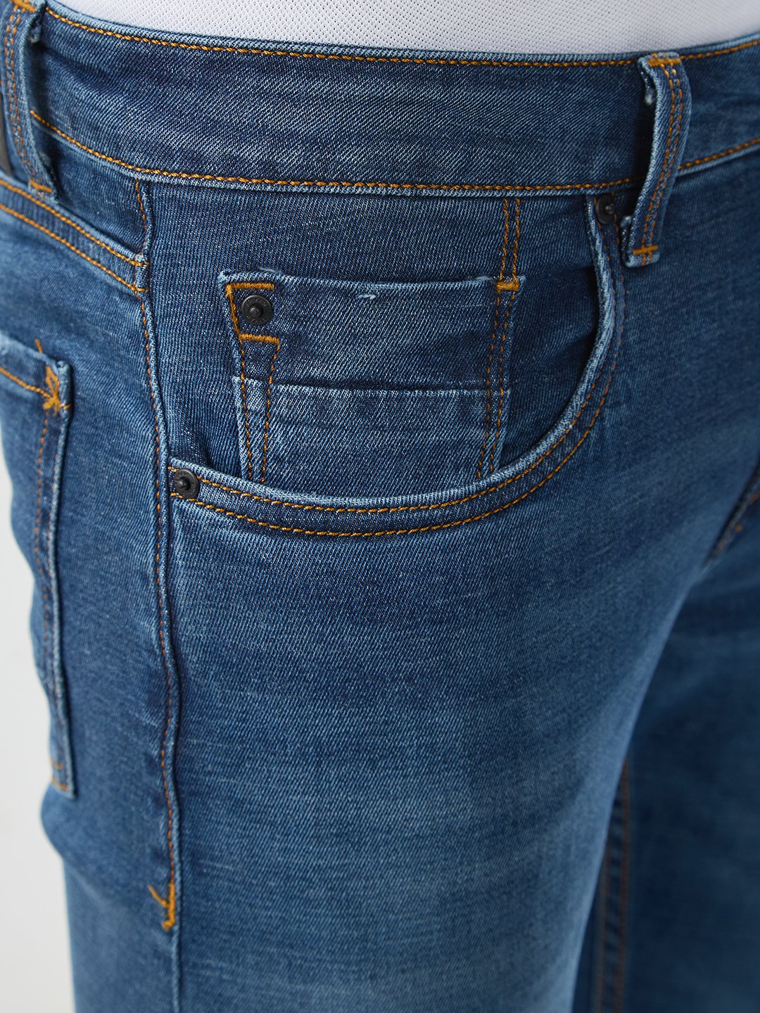 Spykar Dark Blue Slim Fit Mid Rise Jeans For Men