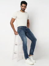 Men Jeans Comfort Fit Blue Mid Rise