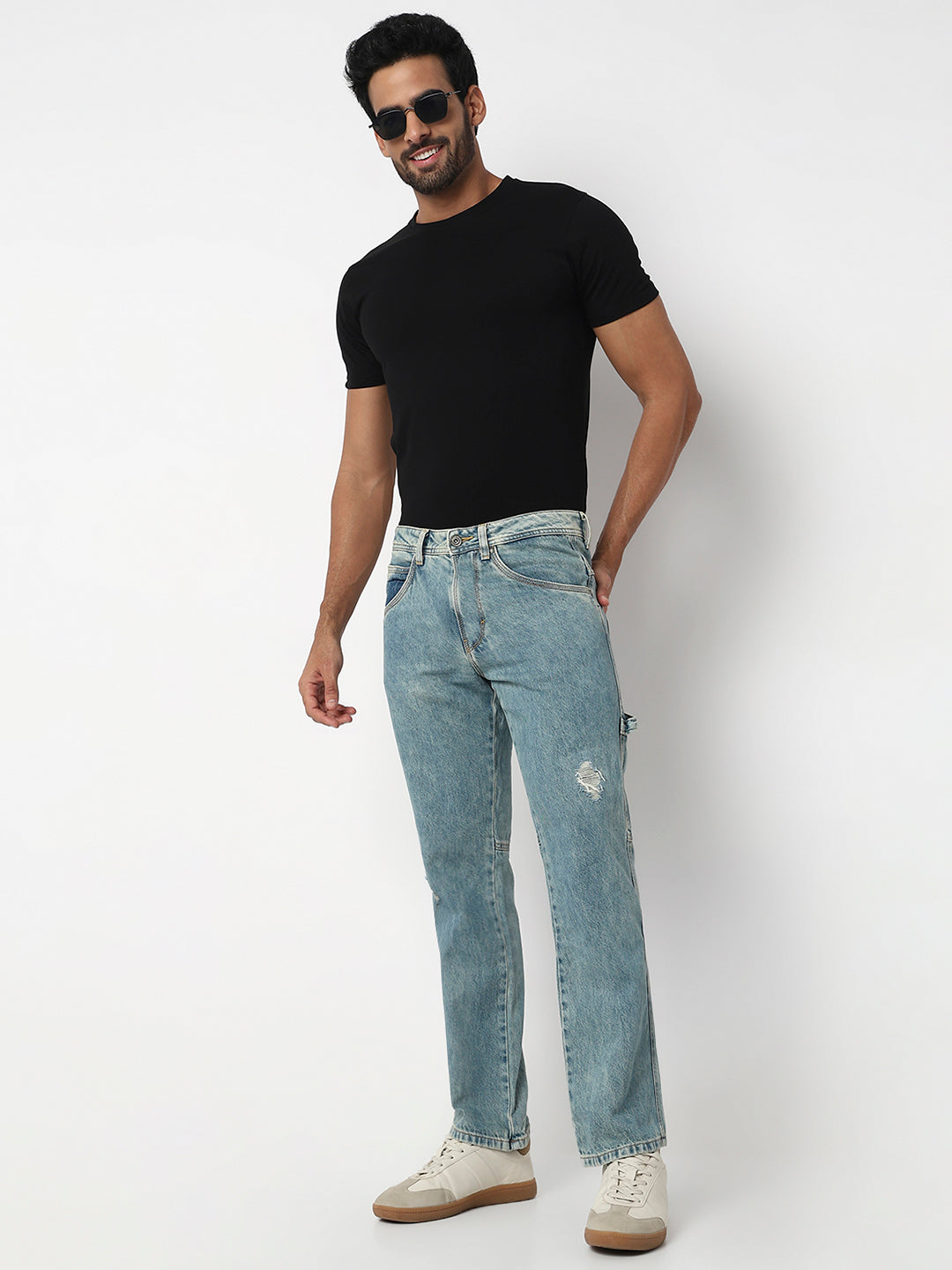 Spykar Mid Blue Mid Rise Comfort Fit Casual Jeans For Men
