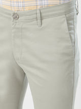 Men Trouser Slim Fit Green Mid Rise