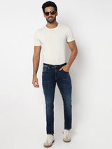 Men Jeans Regular Fit Dark Blue Mid Rise