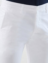 Men Trouser Slim Fit White Mid Rise