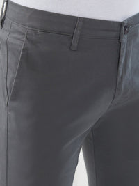 Men Trouser Slim Fit Grey Mid Rise